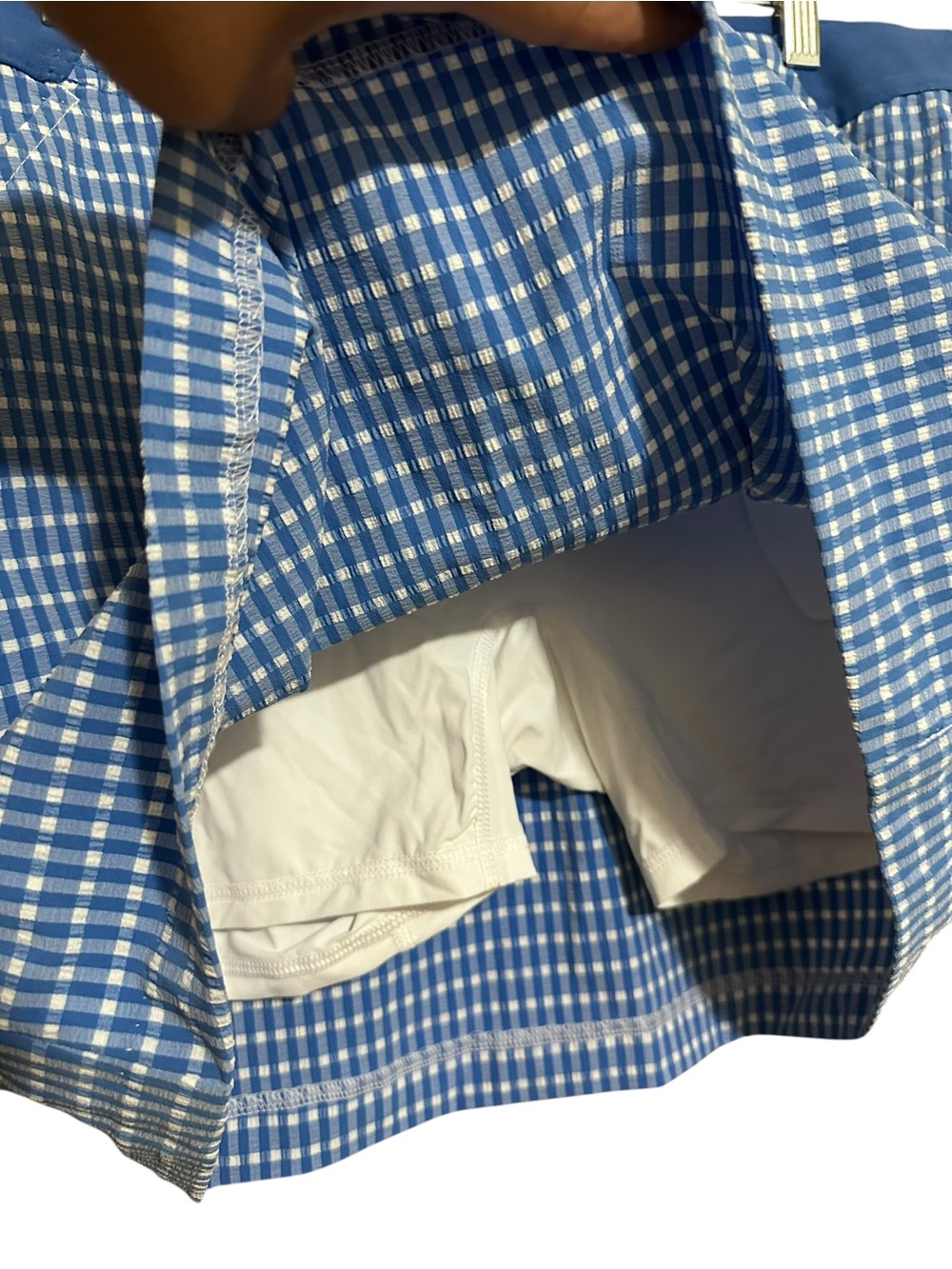 Lilly Pulitzer Luxletic Aona Skort 12 Morelle Blue Gingham UPF 50 Golf - Picture 6 of 8